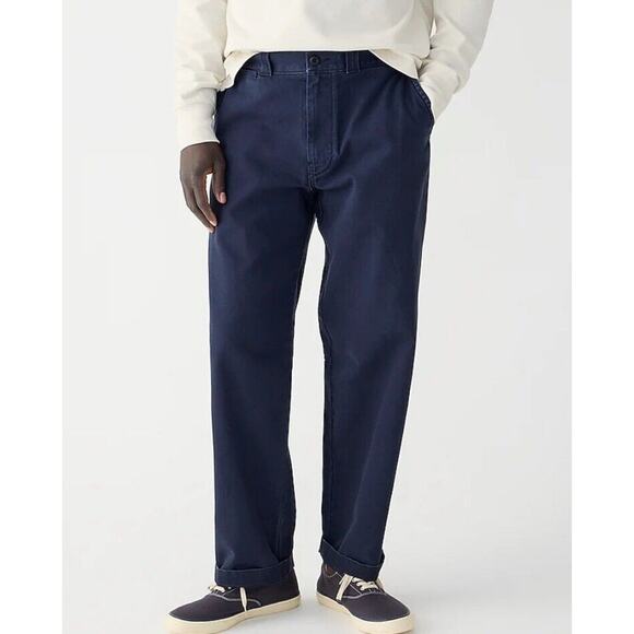 J.Crew Men’s Slim Straight Flat Front Chinos Pants Navy Blue Size 33x30 NWOT - Picture 1 of 11